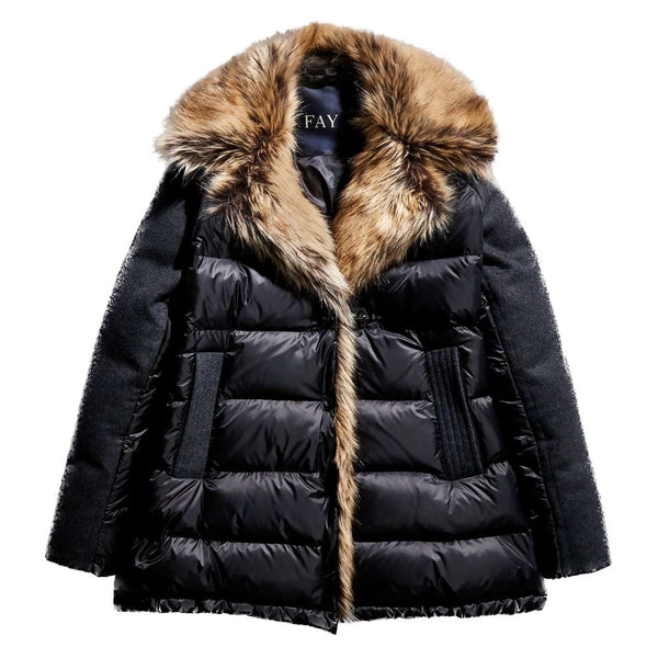 Chic Quilted Down Jacket with Faux Fur Details Fay