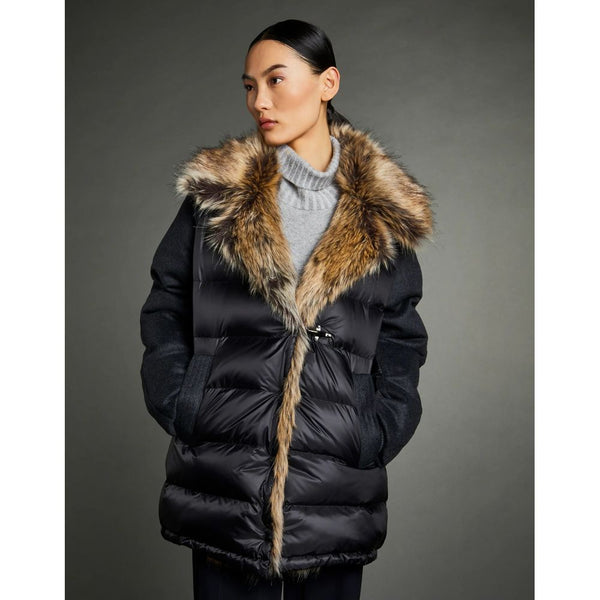 Chic Quilted Down Jacket with Faux Fur Details Fay