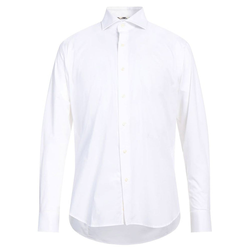 Sophisticated White Cotton Shirt with Embroidered Logo Aquascutum