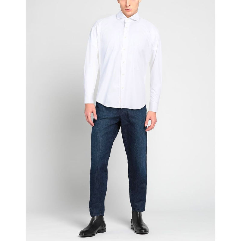 Sophisticated White Cotton Shirt with Embroidered Logo Aquascutum