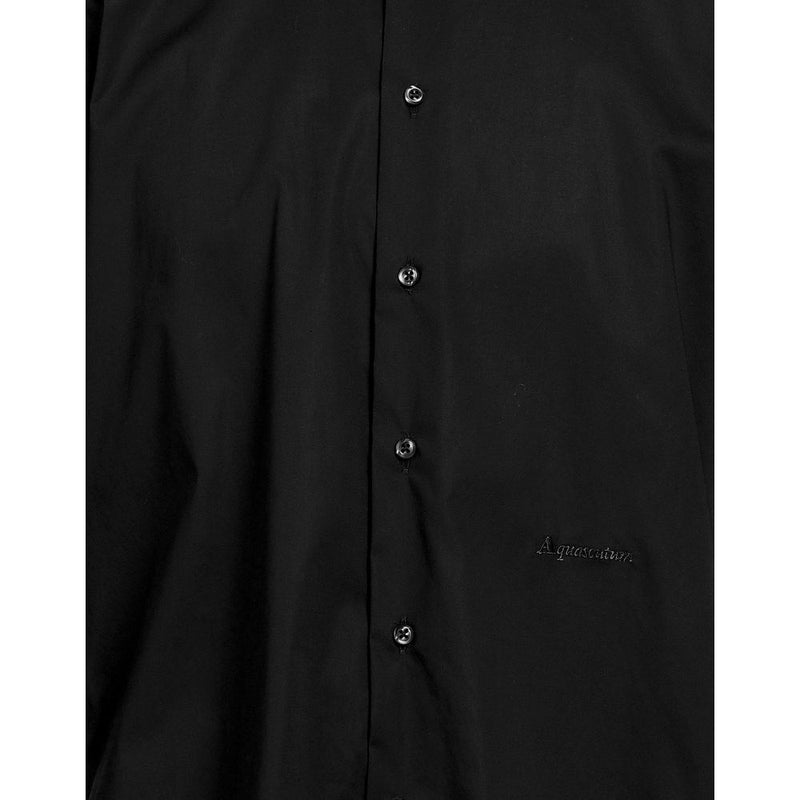 Elegant Black Cotton Shirt with Logo Embroidery Aquascutum