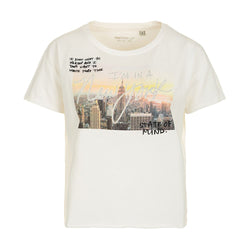 Dazzling Rhinestone Graphic White Tee Fred Mello