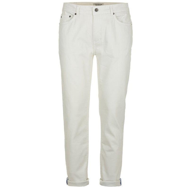 Elegant White Denim Trousers for Men Fred Mello