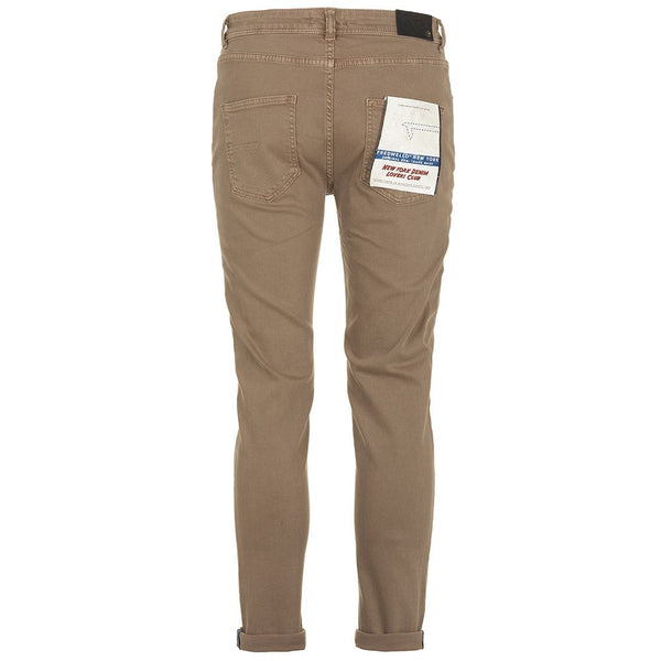 Elegant Brown Cotton Denim Trousers Fred Mello