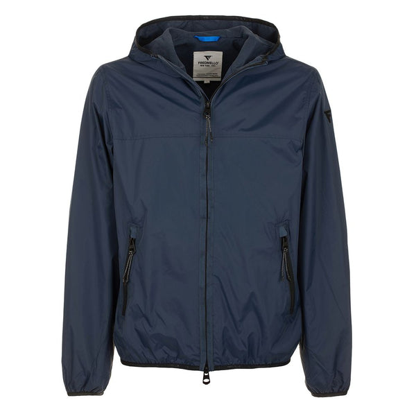 Sleek Blue Nylon Jacket - Zip Closure & Compact Design Fred Mello