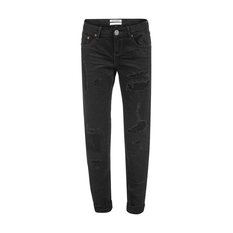 Chic Black Distressed Patched Jeans One Teaspoon