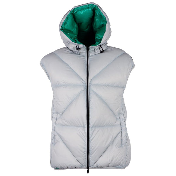 Elegant Gray Puffer Vest with Green Lining Centogrammi