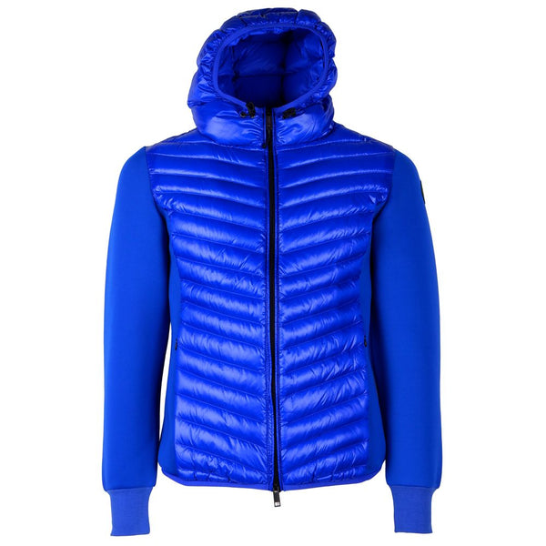 Chic Blue Nylon Down Jacket with Stretch Sleeves Centogrammi