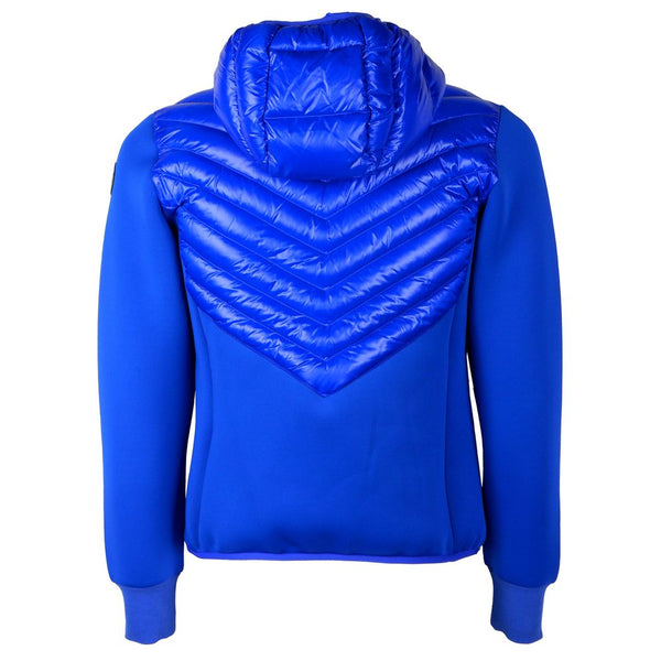 Chic Blue Nylon Down Jacket with Stretch Sleeves Centogrammi