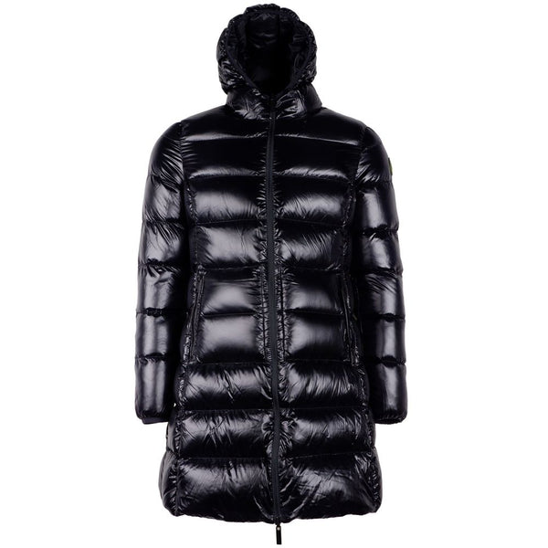 Reversible Long Down Jacket in Sleek Black Centogrammi