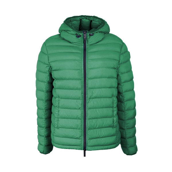 Chic Hooded Down Nylon Jacket in Lush Green Centogrammi