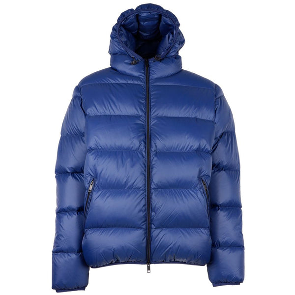 Sleek Blue Nylon Down Jacket Centogrammi