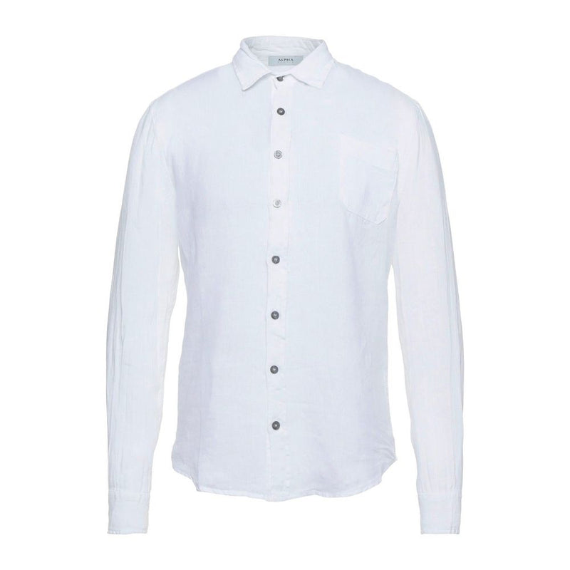 Elegant White Linen Shirt for Men Alpha Studio