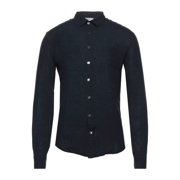 Midnight Blue Linen Shirt - Italian Craftsmanship Alpha Studio