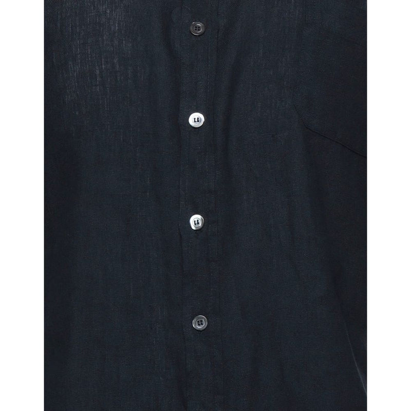 Midnight Blue Linen Shirt - Italian Craftsmanship Alpha Studio