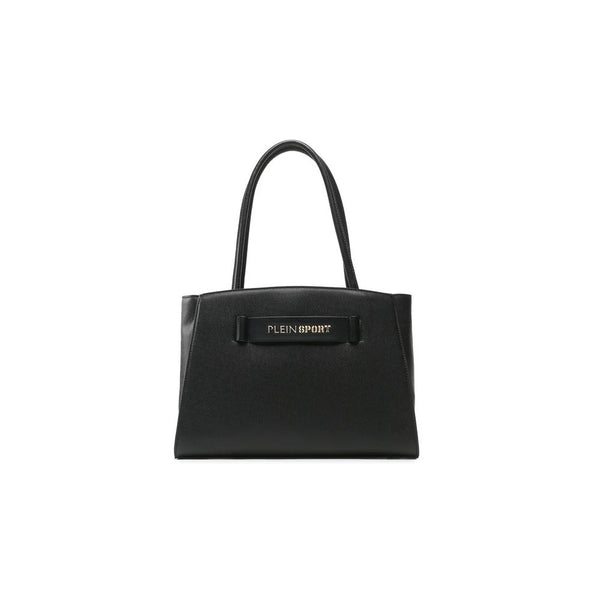 Chic Ebony Tote with Silver Logo Accent Plein Sport