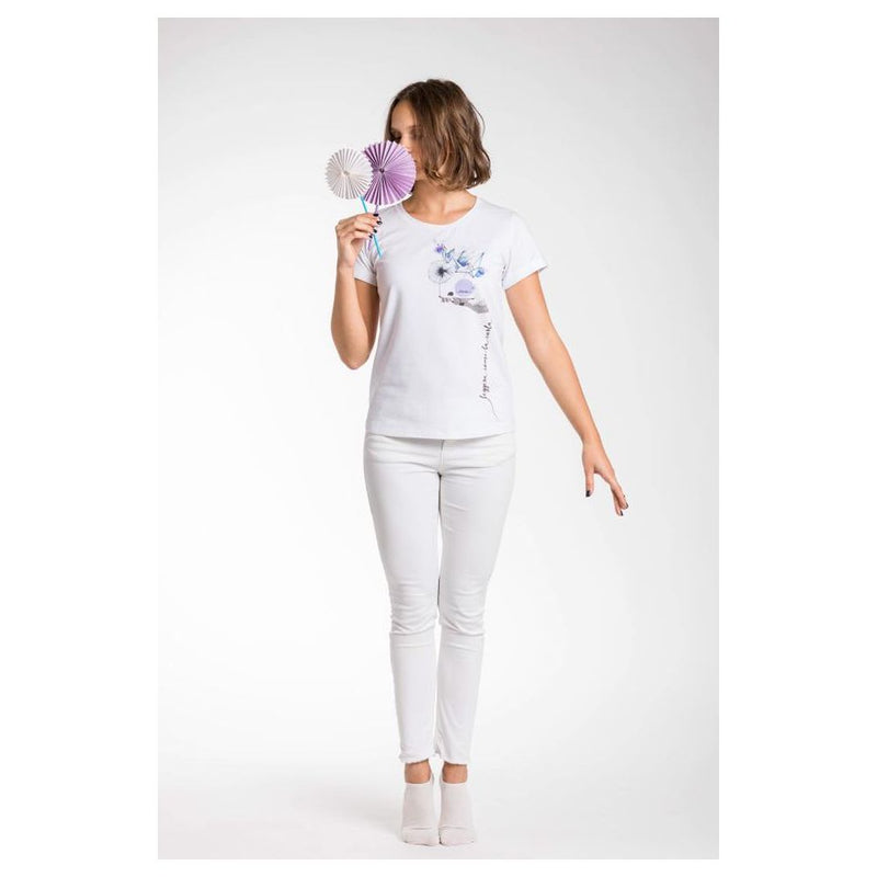 Elegant White Stretch Viscose Tee A.Tratti