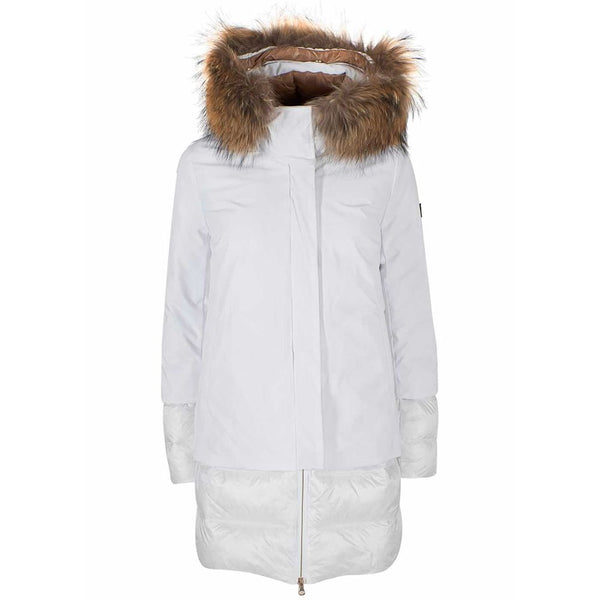 Chic Quilted Nylon Down Jacket with Fur Hood Yes Zee