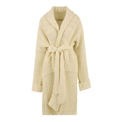 Elegant Pearl Ribbed Knit Cardigan with Belt Hinnominate