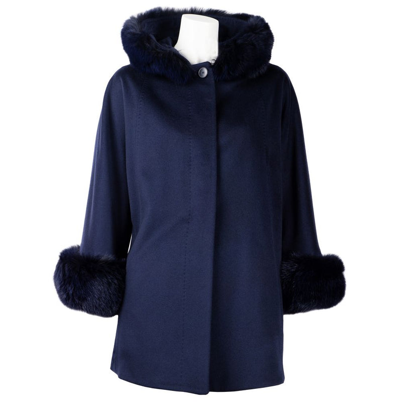 Elegant Virgin Wool Short Coat with Fur Detail Made in Italy