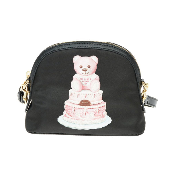 Chic Teddy Bear Print Clutch with Calfskin Strap Moschino Couture