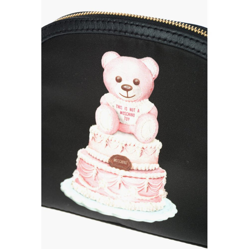 Chic Teddy Bear Print Clutch with Calfskin Strap Moschino Couture