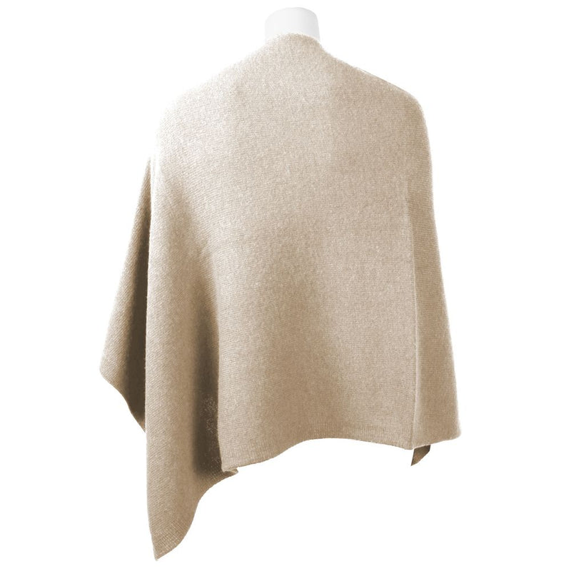 Chic V-Neck Cashmere Poncho in Beige Emilio Romanelli