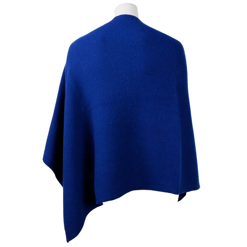 Elegant Cashmere V-Neck Poncho in Blue Emilio Romanelli