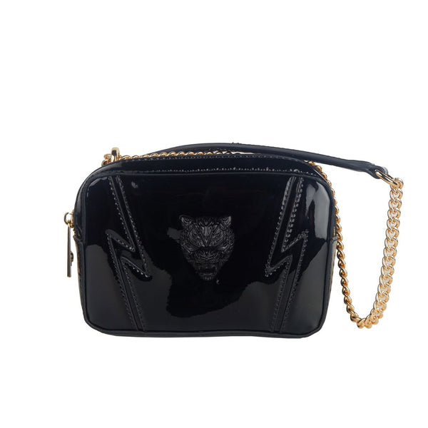 Elegant Black Chain Strap Shoulder Bag Plein Sport