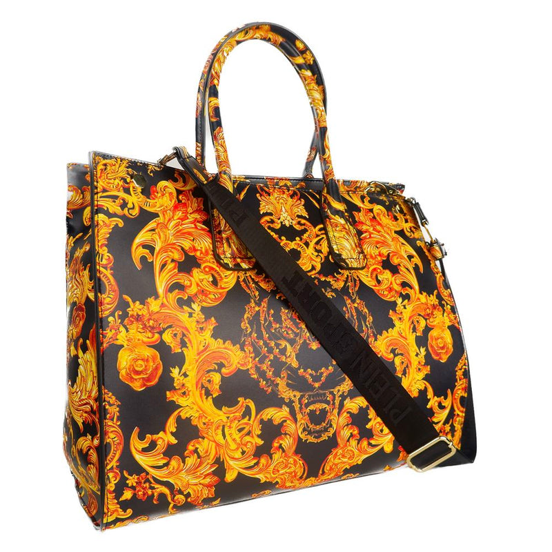 Elegant Black Shopper with Golden Accents Plein Sport