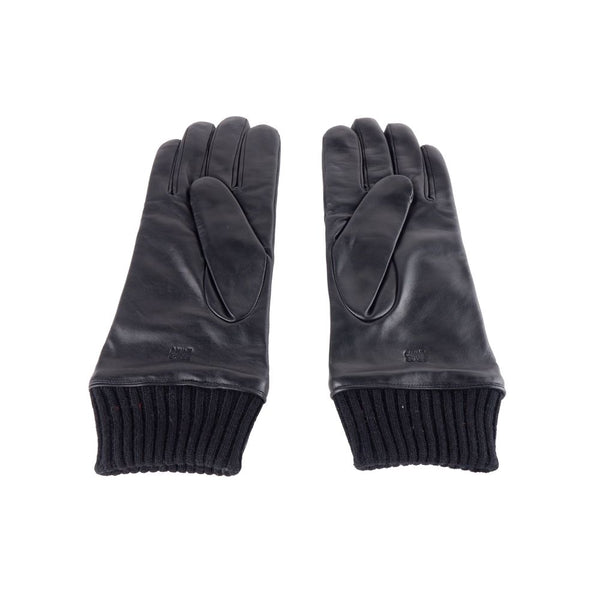 Black Lambskin Men Glove Cavalli Class