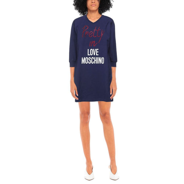 Blue Cotton Women Dress Love Moschino