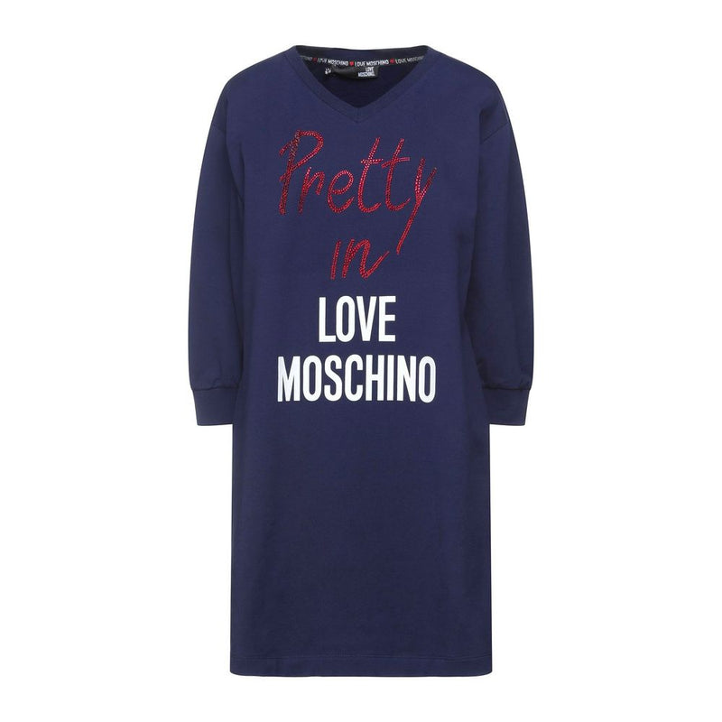 Blue Cotton Women Dress Love Moschino