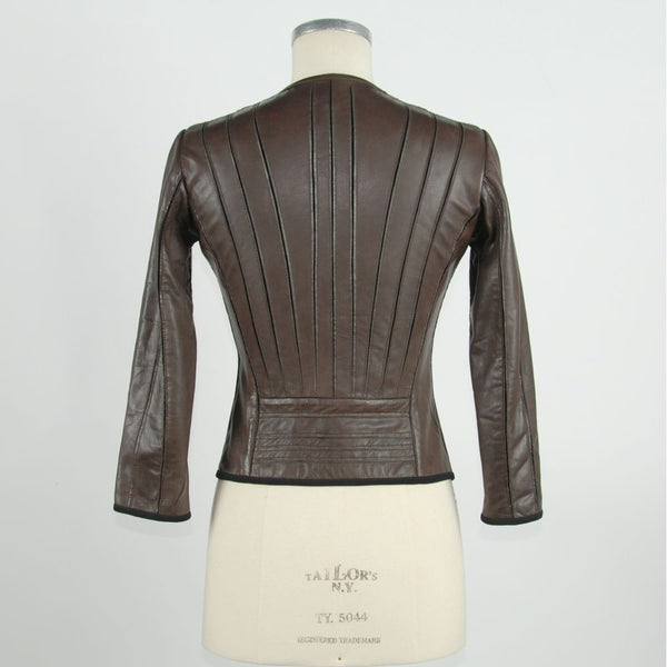 Brown Leather Women Jacket Emilio Romanelli