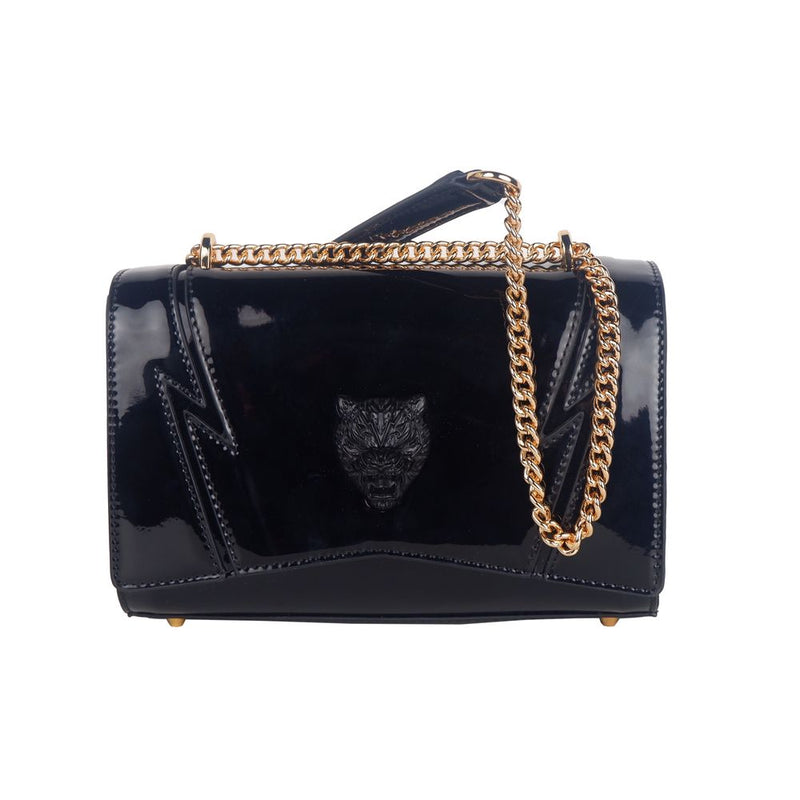 Chic Patent Effect Chain Shoulder Bag Plein Sport