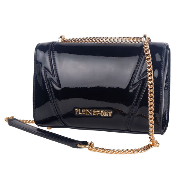 Chic Patent Effect Chain Shoulder Bag Plein Sport