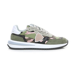 Chic Army Suede-Trimmed Fabric Sneakers Philippe Model