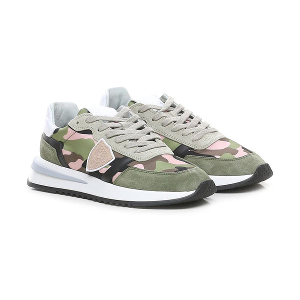 Chic Army Suede-Trimmed Fabric Sneakers Philippe Model