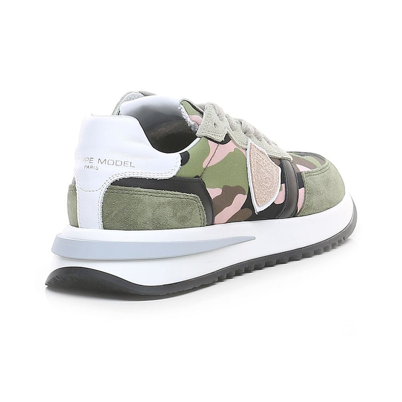 Chic Army Suede-Trimmed Fabric Sneakers Philippe Model