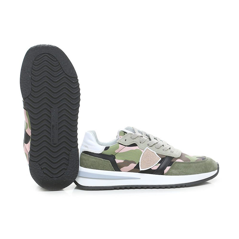 Chic Army Suede-Trimmed Fabric Sneakers Philippe Model