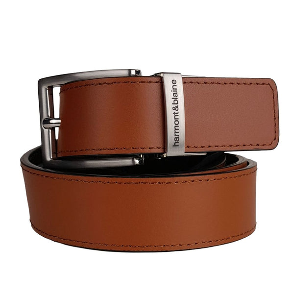 Reversible Calfskin Leather Belt - Dual Style Luxury Harmont & Blaine