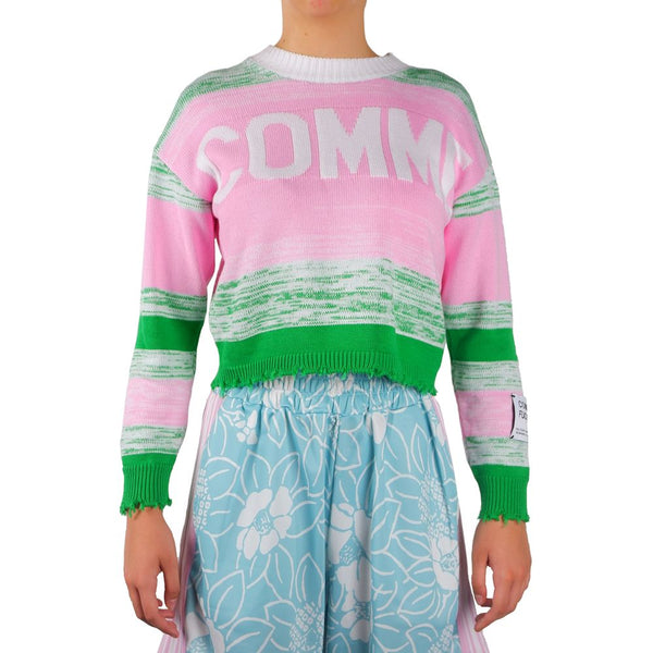 Pink Viscose Blend Crewneck Statement Sweater Comme Des Fuckdown