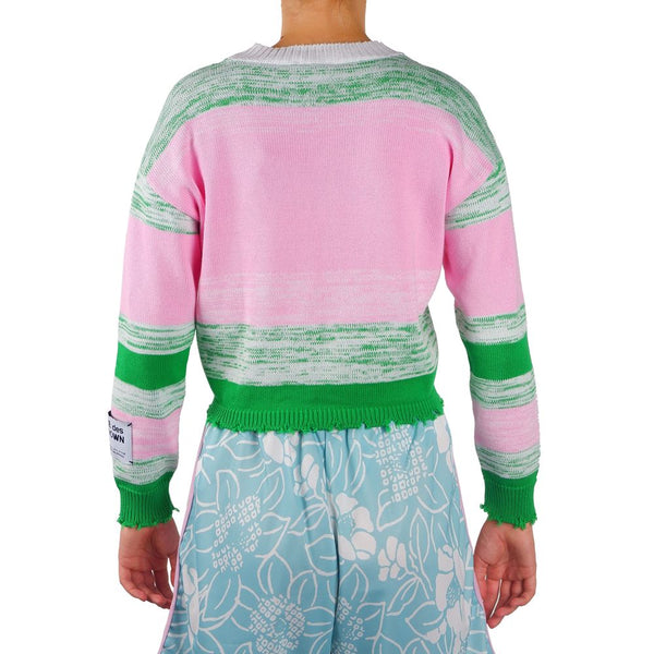 Pink Viscose Blend Crewneck Statement Sweater Comme Des Fuckdown