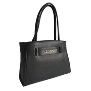 Sleek Black Three-Compartment Tote Bag Plein Sport