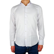 Elegant Milano White Gabardine Shirt Made in Italy