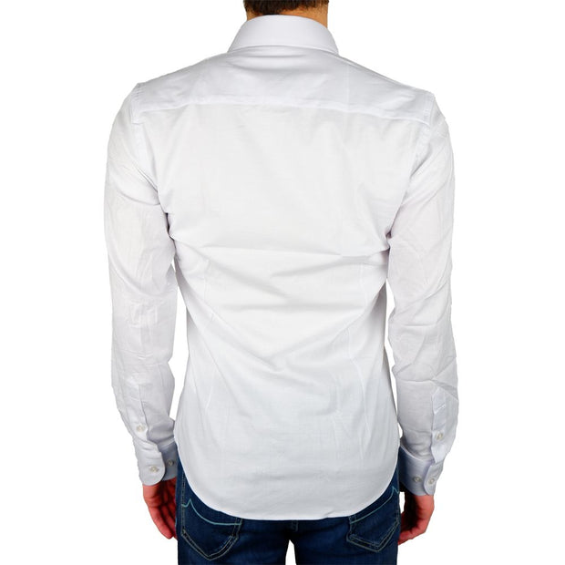 Elegant Milano White Gabardine Shirt Made in Italy