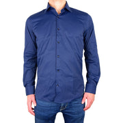 Elegant Milano Blue Satin Cotton Shirt Made in Italy