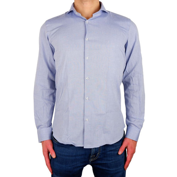 Elegant Milano Light Blue Oxford Shirt Made in Italy