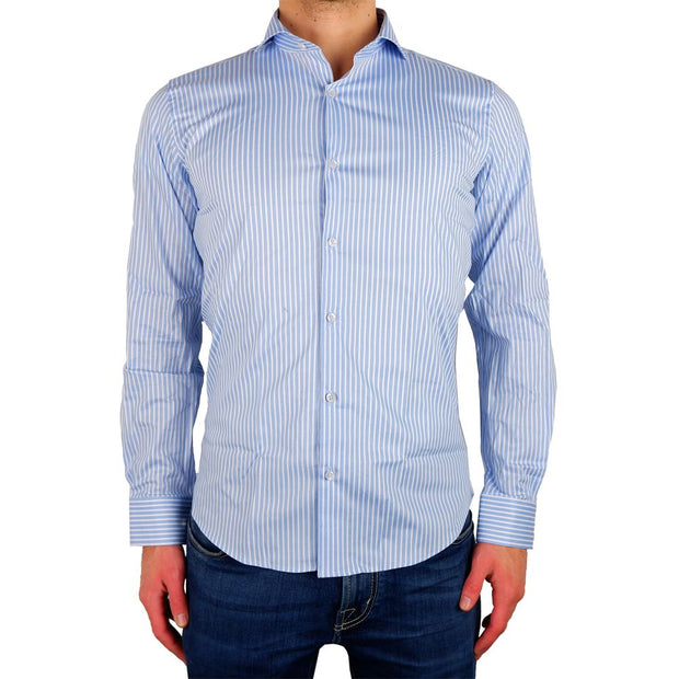 Elegant Milano Light Blue Cotton Shirt Made in Italy