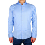 Elegant Milano Light Blue Gabardin Shirt Made in Italy